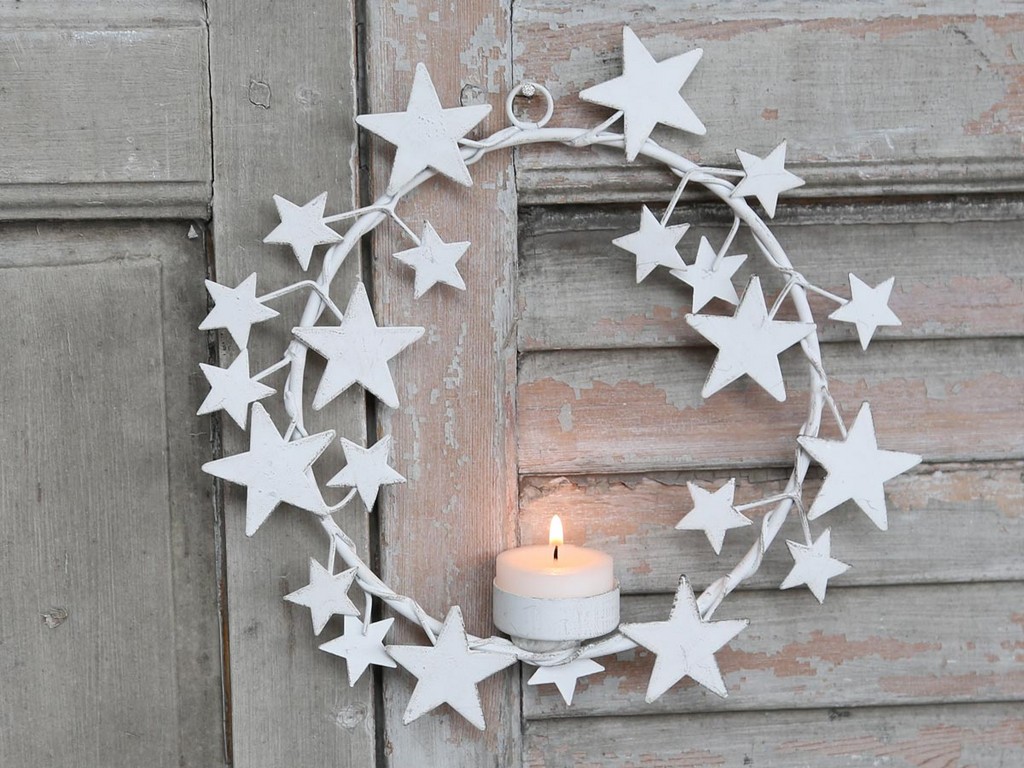 Zauberhafter Metallkranz mit Sternen Chic Antique