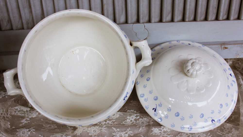 große Terrine Blumen Schramberg BLUE COTTAGE k-IMG_0120 Sehr alte Suppenterrine handbemalt BLUE COTTAGE