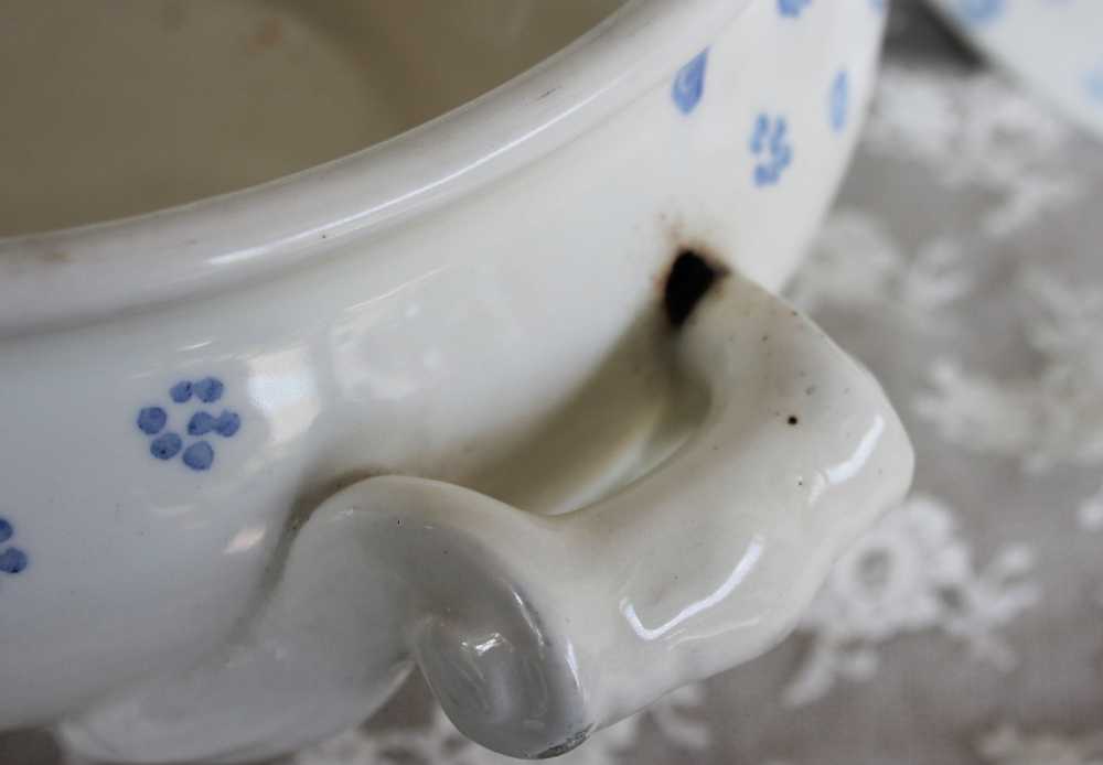 große Terrine Blumen Schramberg BLUE COTTAGE k-IMG_0121 Sehr alte Suppenterrine handbemalt BLUE COTTAGE