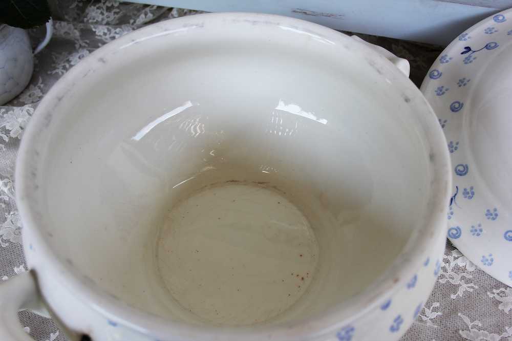 große Terrine Blumen Schramberg BLUE COTTAGE k-IMG_0122 Sehr alte Suppenterrine handbemalt BLUE COTTAGE