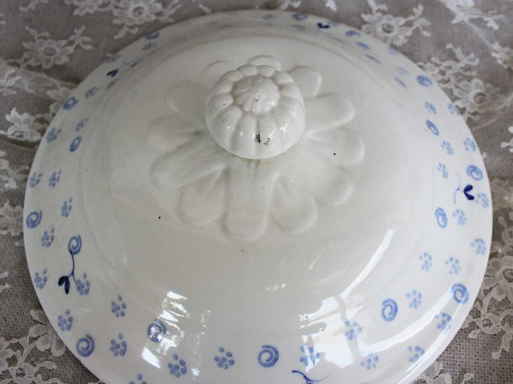 große Terrine Blumen Schramberg BLUE COTTAGE k-IMG_0124 Sehr alte Suppenterrine handbemalt BLUE COTTAGE