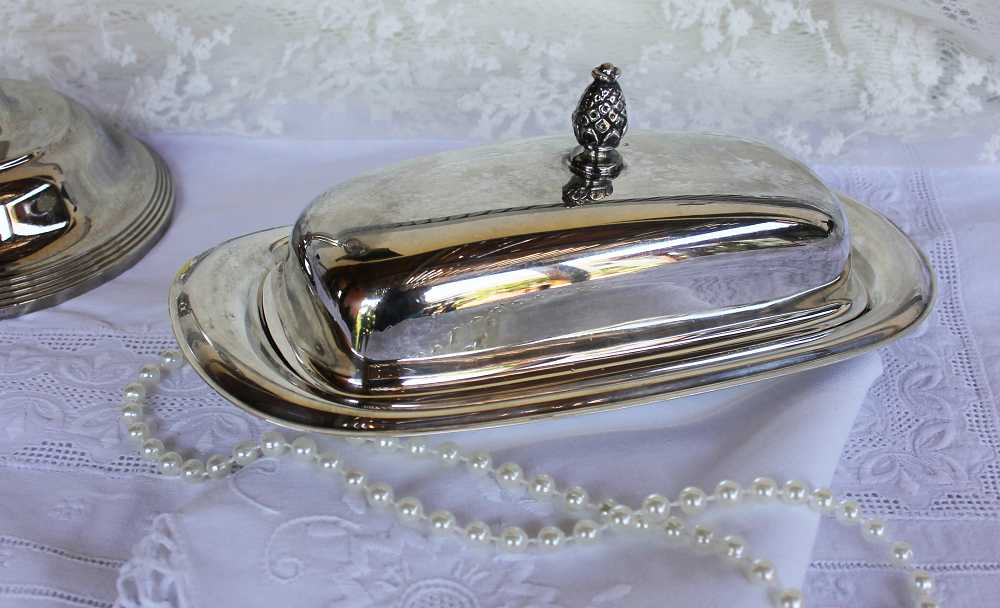 antike Butterdose Silber BLUE COTTAGE k-IMG_0161 antike Butterdose mit Glaseinsatz versilbert BLUE COTTAGE