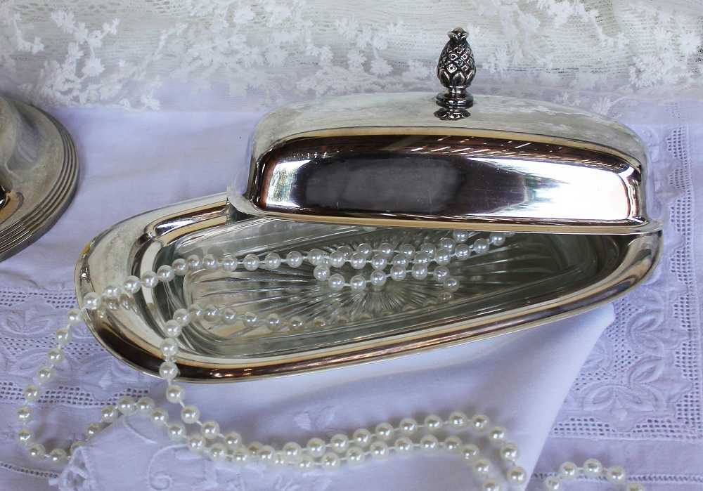 antike Butterdose Silber BLUE COTTAGE k-IMG_0162-A antike Butterdose mit Glaseinsatz versilbert BLUE COTTAGE