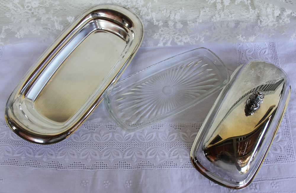 antike Butterdose Silber BLUE COTTAGE k-IMG_0163 antike Butterdose mit Glaseinsatz versilbert BLUE COTTAGE