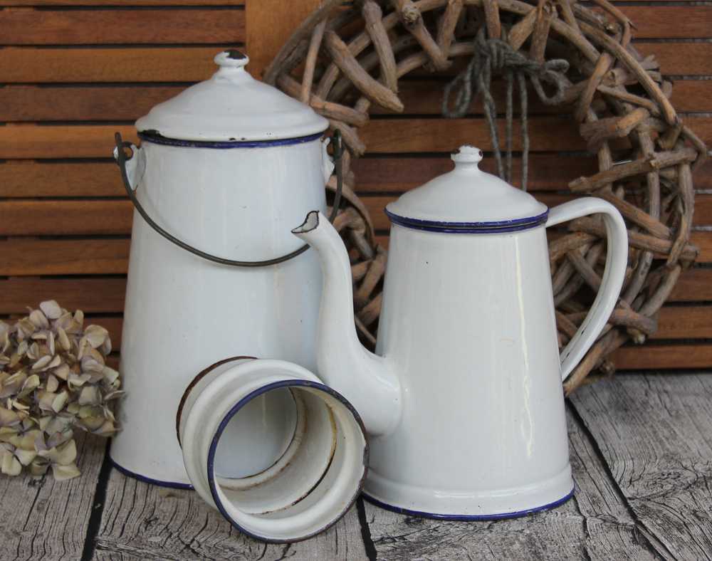 Kannenset Emaille groß BLUE COTTAGE k-IMG_0125 SET Kaffeekanne Milchkanne Emaille (groß) BLUE COTTAGE