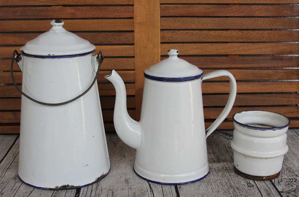 Kannenset Emaille groß BLUE COTTAGE k-IMG_0126 SET Kaffeekanne Milchkanne Emaille (groß) BLUE COTTAGE
