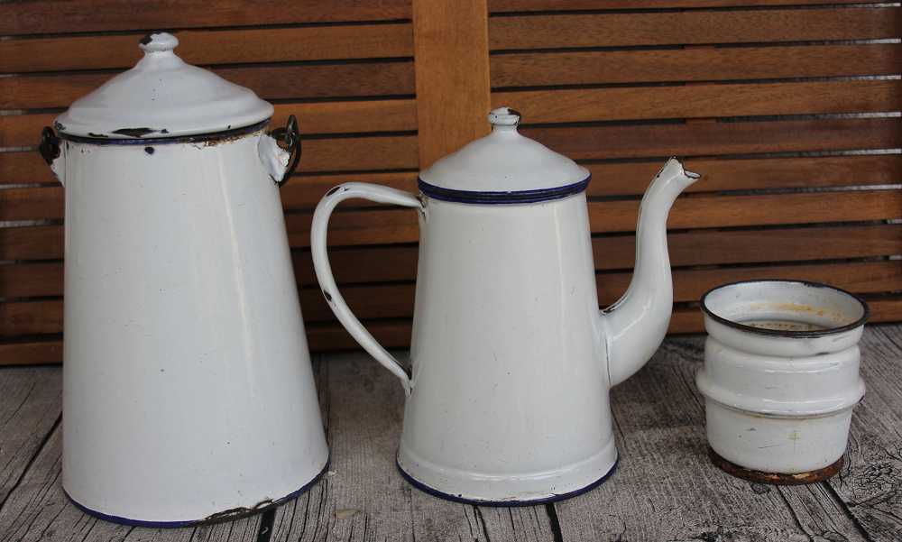Kannenset Emaille groß BLUE COTTAGE k-IMG_0127 SET Kaffeekanne Milchkanne Emaille (groß) BLUE COTTAGE