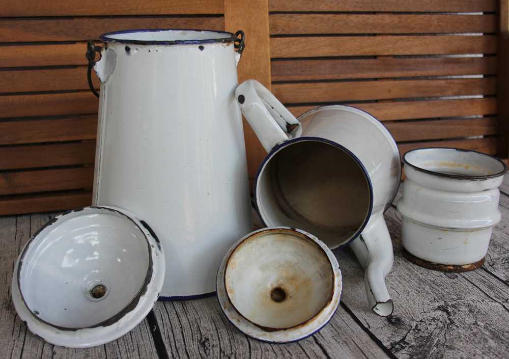 Kannenset Emaille groß BLUE COTTAGE k-IMG_0129 SET Kaffeekanne Milchkanne Emaille (groß) BLUE COTTAGE