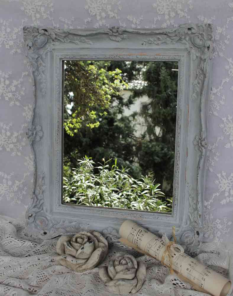 alter Spiegel hellgrau BLUE COTTAGE k-IMG_1884 antiker Spiegel mit verziertem Rahmen BLUE COTTAGE