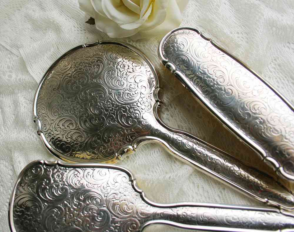 Frisierset versilbert BLUE COTTAGE k-IMG_2079 antikes Frisierset 3-tlg. versilbert BLUE COTTAGE