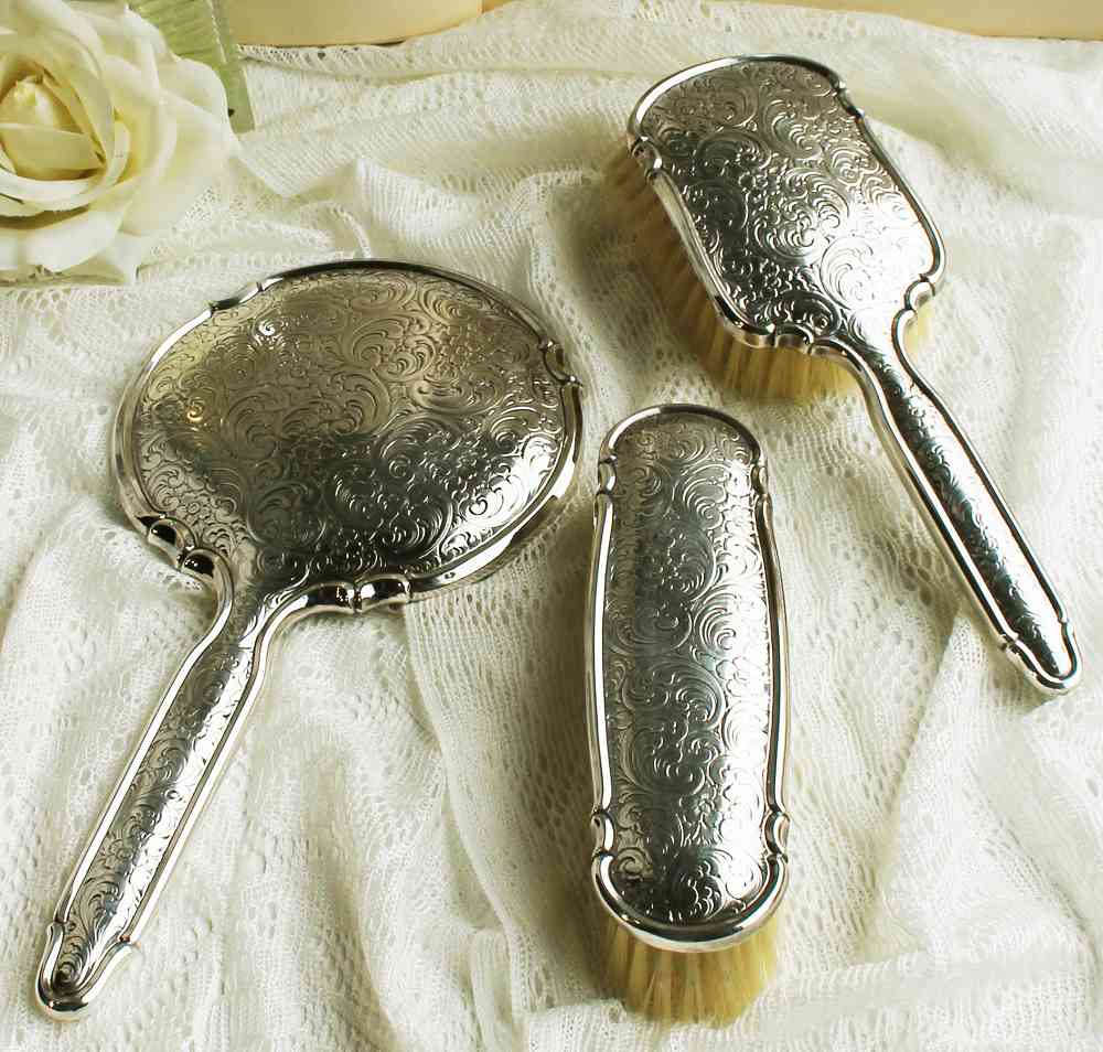 Frisierset versilbert BLUE COTTAGE k-IMG_2081-A antikes Frisierset 3-tlg. versilbert BLUE COTTAGE