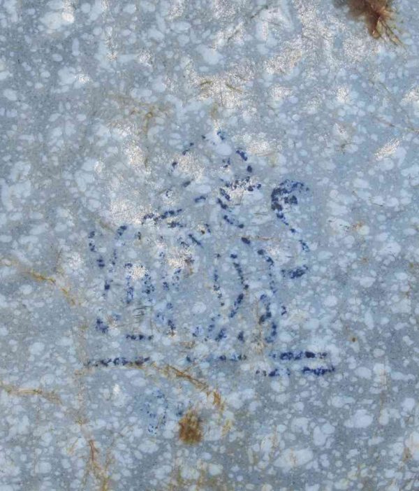 antike graue Emaille-Schale mit Griffen BLUE COTTAGE
