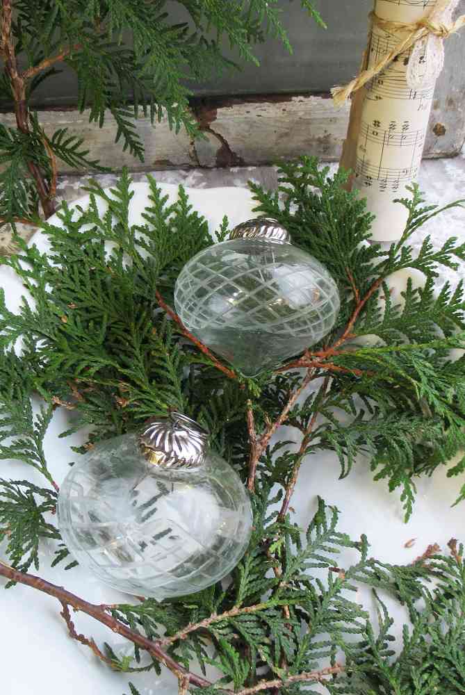 Christbaumkugel Glas mit Schliff 2-er-Set