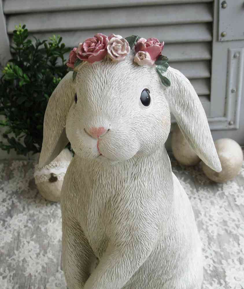 Dekohase mit Blumenschmuck und Hängeohren BLUE COTTAGE k-IMG_3779 großer Osterhase mit Blumen und Hängeohren BLUE COTTAGE
