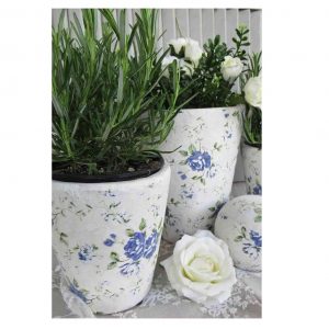 2-er-SET Übertöpfe Pflanztöpfe Keramik KONISCH - BLUE COTTAGE