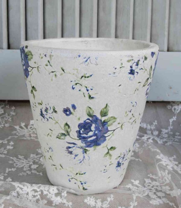 2-er-SET Übertöpfe Pflanztöpfe Keramik KONISCH - BLUE COTTAGE