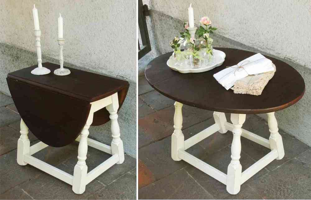 alter Beistelltisch zum Aufklappen BLUE COTTAGE k-Klapptisch flexibler Beistelltisch mit Platte zum Klappen BLUE COTTAGE