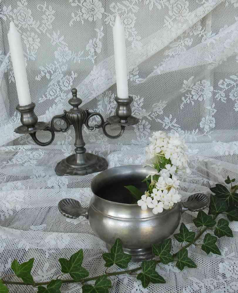 kleine Terrine Übertopf Zinn BLUE COTTAGE k-IMG_5155 alte kleine Terrine ohne Deckel Zinn gepunzt