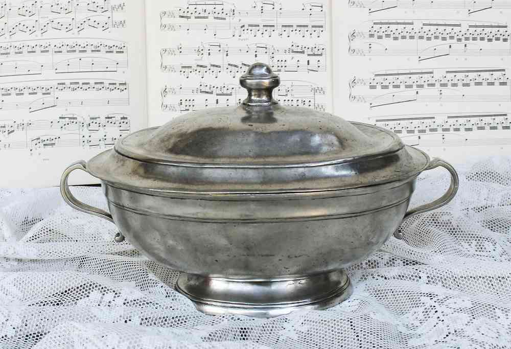 ovale Terrine Zinn BLUE COTTAGE k-IMG_5163 antike Terrine Zinn gepunzt Frankreich BLUE COTTAGE