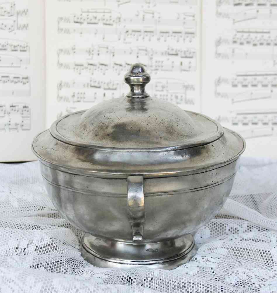 ovale Terrine Zinn BLUE COTTAGE k-IMG_5165 antike Terrine Zinn gepunzt Frankreich BLUE COTTAGE