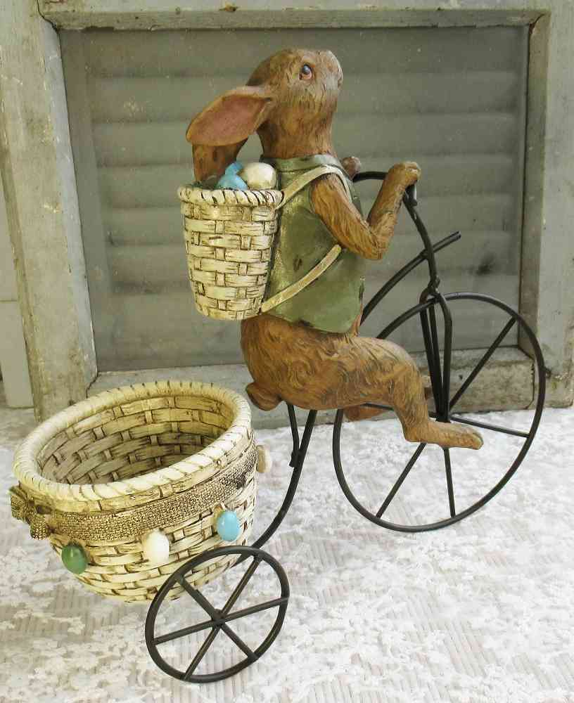 Osterhase auf Dreirad - BLUE COTTAGE k-IMG_6037 großer nostalgischer Osterhase auf Dreirad BLUE COTTAGE