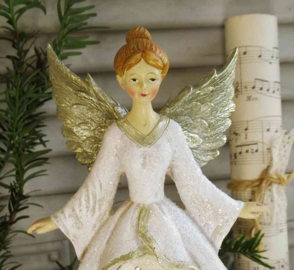 opulenter Engel Engelfigur weiß mit Flügeln I BLUE COTTAGE