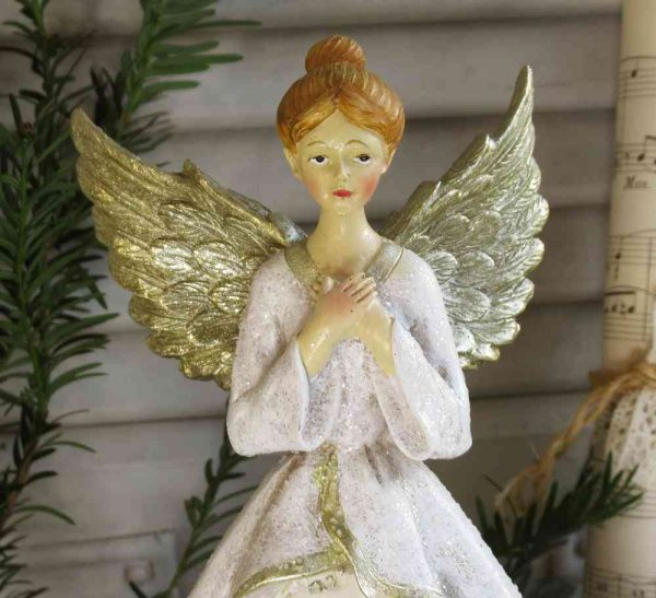 opulenter Engel Engelfigur weiß mit Flügeln II BLUE COTTAGE