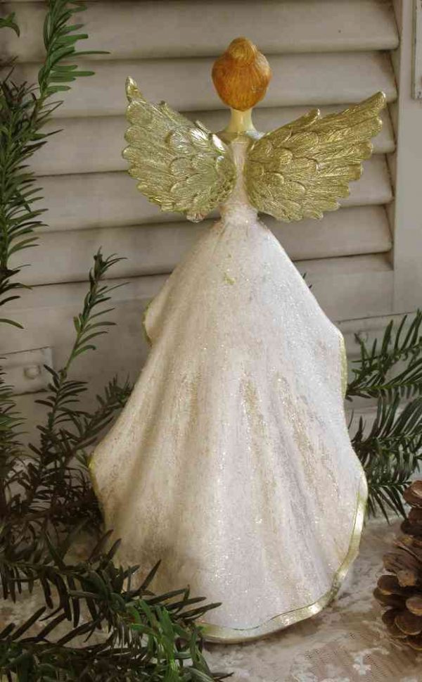 opulenter Engel Engelfigur weiß mit Flügeln II BLUE COTTAGE