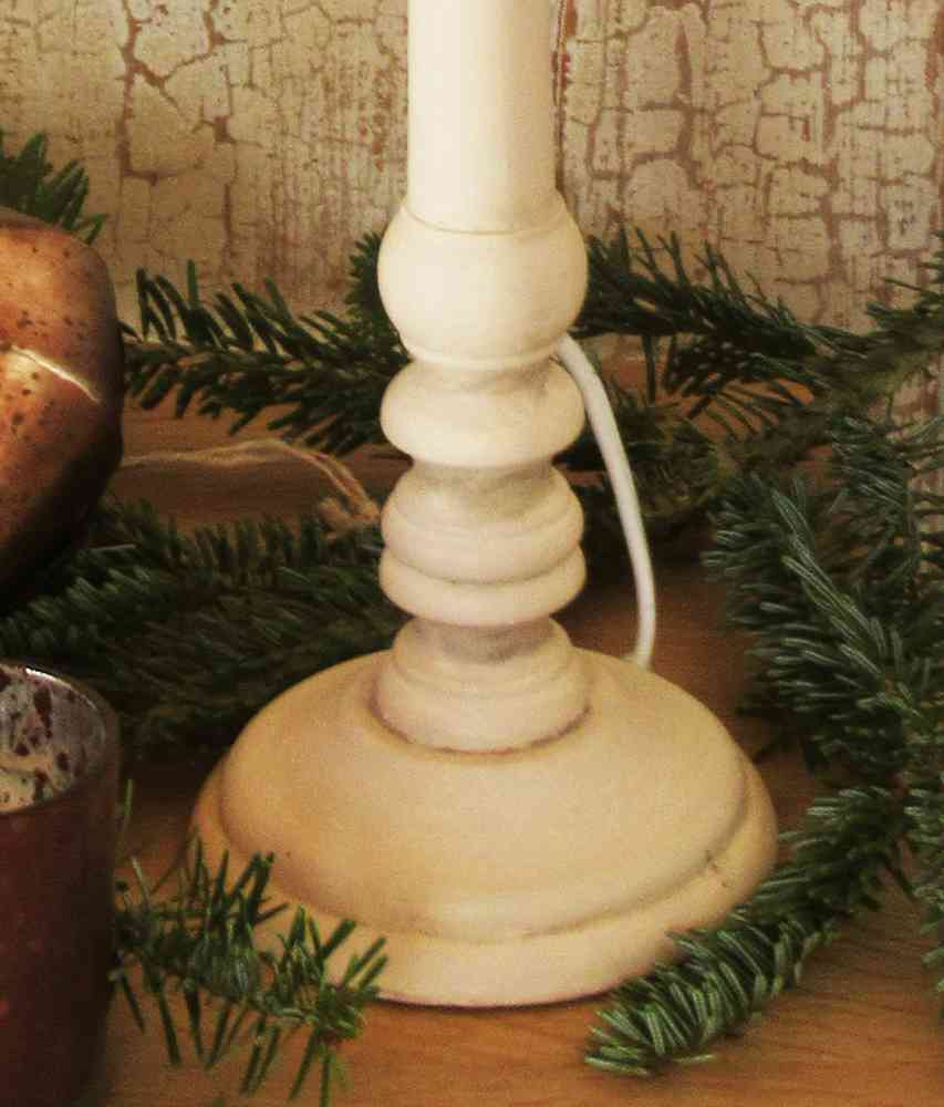 Tischleuchte beige klein BLUE COTTAGE k-IMG_7993 - A2 Tischleuchte mit Holzfuß und Stoff-Schirm beige BLUE COTTAGE