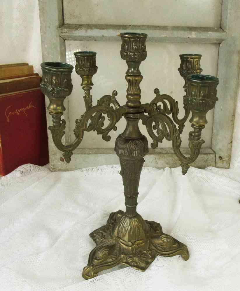 Kandelaber Messing BLUE COTTAGE k-IMG_8259 2 St. alte Kandelaber Kerzenleuchter 5-armig Messing BLUE COTTAGE