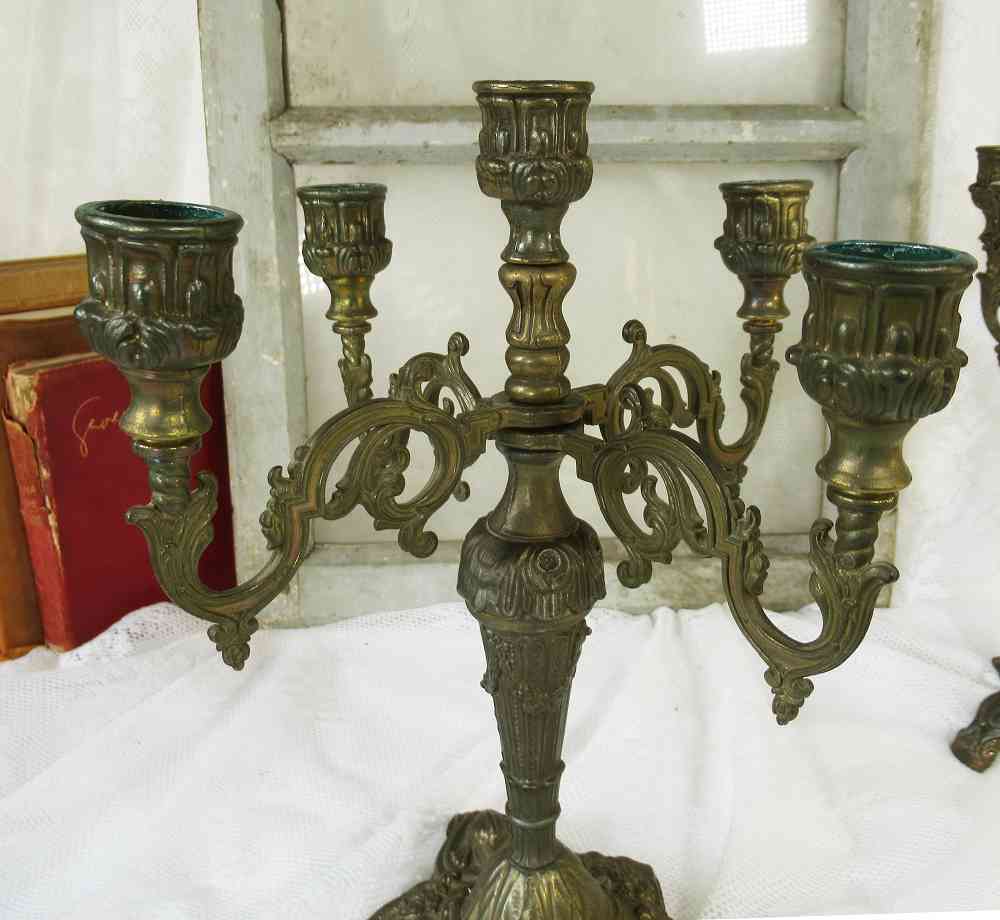 Kandelaber Messing BLUE COTTAGE k-IMG_8260 2 St. alte Kandelaber Kerzenleuchter 5-armig Messing BLUE COTTAGE