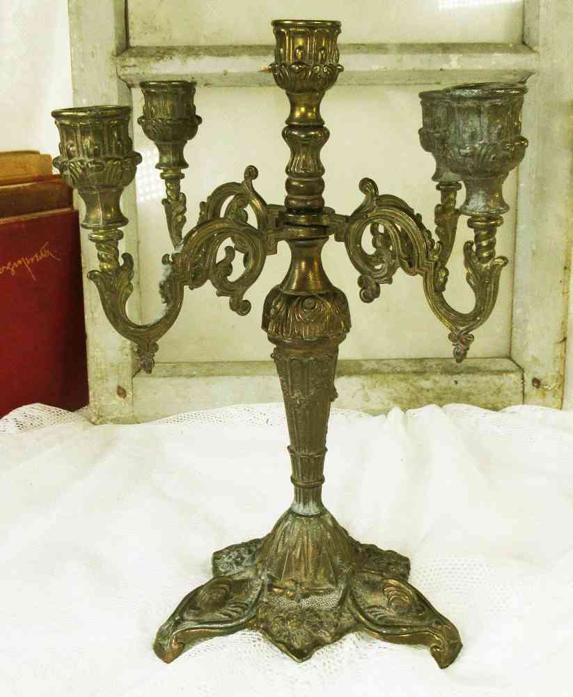 Kandelaber Messing BLUE COTTAGE k-IMG_8261 2 St. alte Kandelaber Kerzenleuchter 5-armig Messing BLUE COTTAGE