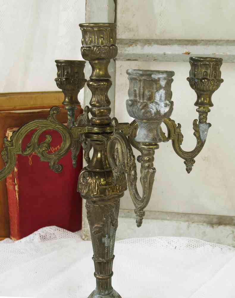 Kandelaber Messing BLUE COTTAGE k-IMG_8265 2 St. alte Kandelaber Kerzenleuchter 5-armig Messing BLUE COTTAGE