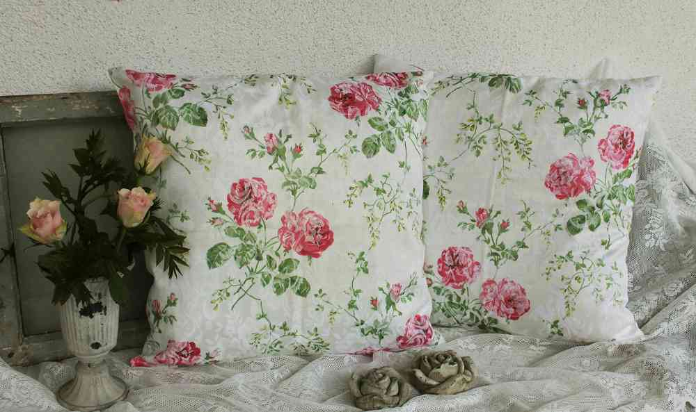 Rosenkissen Kissenhülle Rosen BLUE COTTAGE k-IMG_9102 romantische Kissenhülle mit Rosenmuster BLUE COTTAGE