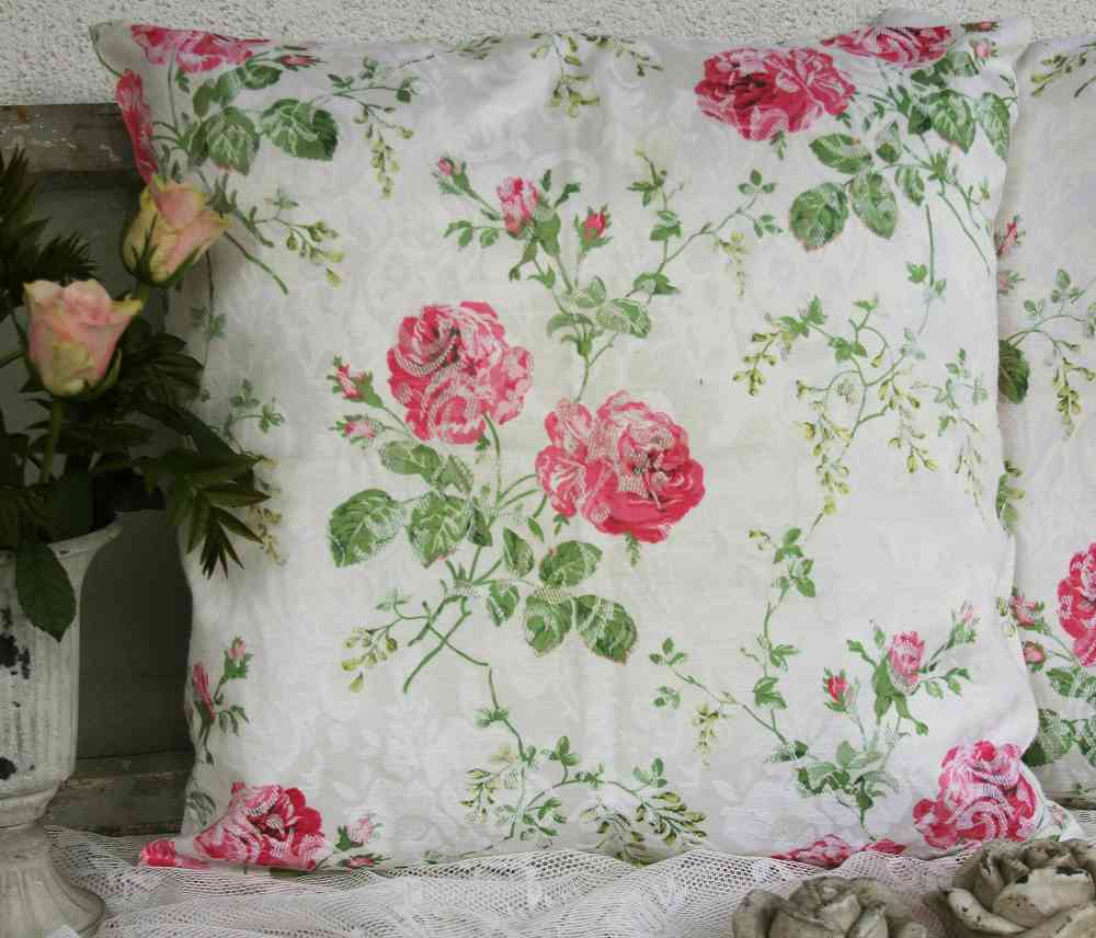 Rosenkissen Kissenhülle Rosen BLUE COTTAGE k-IMG_9104 romantische Kissenhülle mit Rosenmuster BLUE COTTAGE