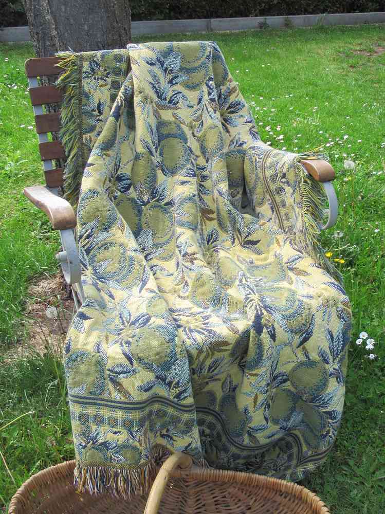 gewebtes Plaid Zitronen BLUR COTTAGE k-IMG_9084 alte Webdecke Sofadecke gewebtes Plaid BLUE COTTAGE