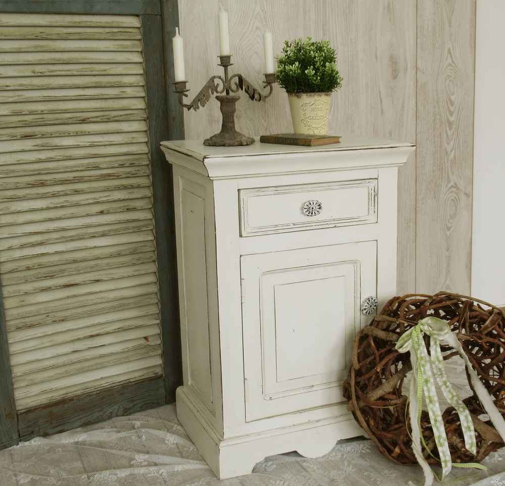 Nachttisch Schränkchen shabby weiß