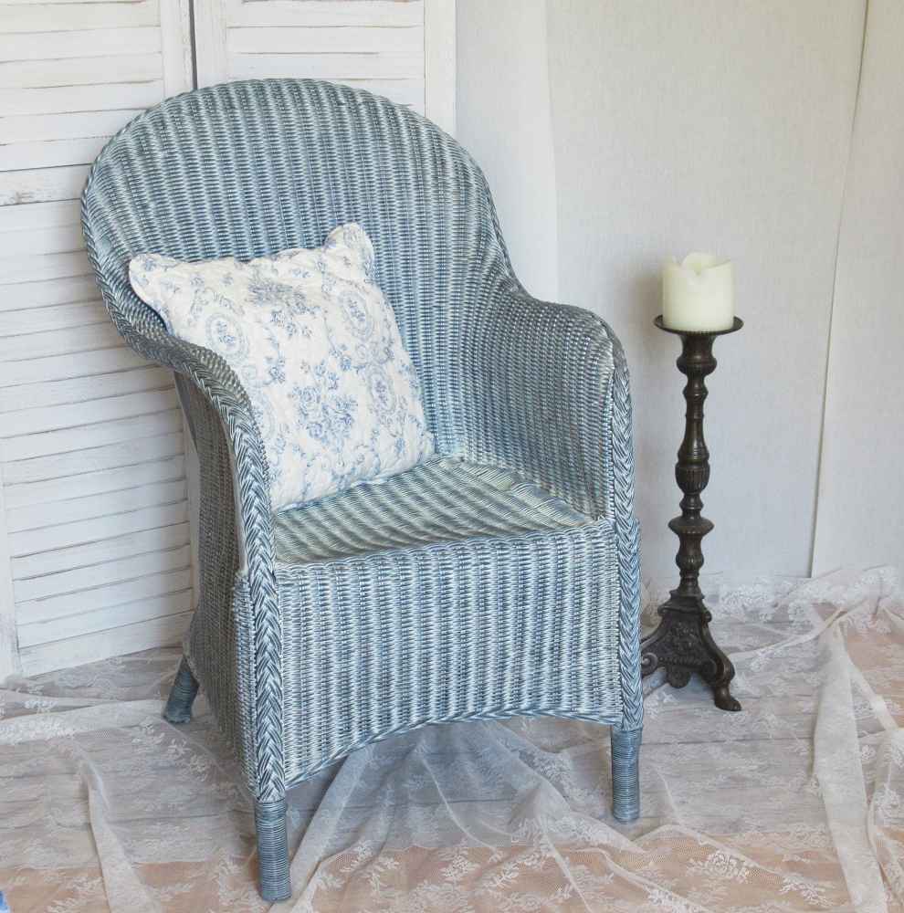 Rattansessel Korbsessel blau - BLUE COTTAGE k-IMG_9972 hübscher Korbsessel bequemer Rattansessel blau-grau BLUE COTTAGE